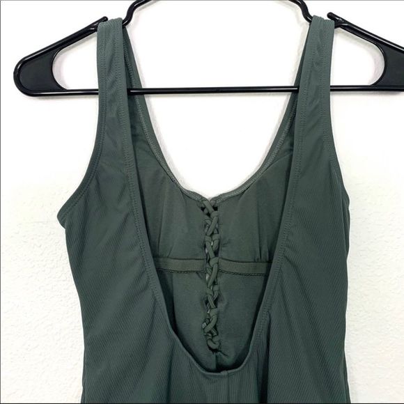 Olive Green Lace Up One-Piece Swimsuit size XL - Picture 8 of 8
